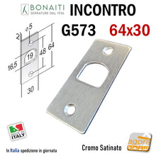 Carica l'immagine nel visualizzatore di Gallery, Riscontro Gaccia G573 Bonaiti 64x30 x Serrature Scorrevoli scrigno a gancio Cromo Opaco contropiastra per porte interne scorrevoli