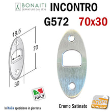 Carica l'immagine nel visualizzatore di Gallery, Riscontro Gaccia G572 Bonaiti 70x30 x Serrature Scorrevoli scrigno a gancio Cromo Satinato Cromata satinata Incontro riscontro gaccia per porte