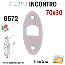 Load image into Gallery viewer, Riscontro Gaccia G572 Bonaiti 70x30 x Serrature Scorrevoli scrigno a gancio Cromo Opaco contropiastra