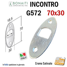 Carica l'immagine nel visualizzatore di Gallery, Riscontro Gaccia G572 Bonaiti 70x30 x Serrature Scorrevoli scrigno a gancio Cromo Satinato Cromata satinata Incontro riscontro gaccia per porte 4G57200085
