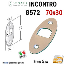 Load image into Gallery viewer, Riscontro Gaccia G572 Bonaiti 70x30 x Serrature Scorrevoli scrigno a gancio Cromo Opaco incontri