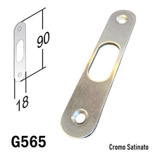 Carica l'immagine nel visualizzatore di Gallery, Riscontro Gaccia G565 Bonaiti 90x18 x Serrature Scorrevoli scrigno a gancio Cromo Sat contropiastra serratura scrigno 18x90 P35650008T