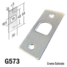 Carica l'immagine nel visualizzatore di Gallery, Riscontro Gaccia G573 Bonaiti 64x30 x Serrature Scorrevoli scrigno a gancio Cromo Opaco contropiastra per porte interne scorrevoli 4G57300085