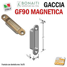 Carica l'immagine nel visualizzatore di Gallery, contropiastra magnetica per serratura porta Bonaiti GF90 B-SMART B-FORTY 14x70 70x14 mm 71x15 in metallo GACCIA incontro riscontro