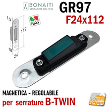 Load image into Gallery viewer, Riscontro Gaccia GR97 Magnetico Bonaiti per Serrature B-TWIN Incontro 22x112 Regolabile CR contropiastra gaccia cromo lucido 4GR97000
