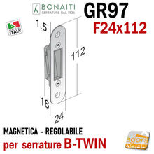 Load image into Gallery viewer, Riscontro Gaccia GR97 Magnetico Bonaiti per Serrature B-TWIN Incontro 22x112 Regolabile CR contropiastra gaccia incontri riscontri