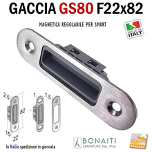 Load image into Gallery viewer, 4GS8000485 Riscontro Gaccia Bonaiti GS80 Magnetica Contropiastra per Serrature SMART Regolabile Cromo Satinata cromata sat