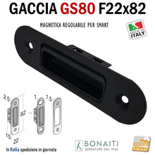 Carica l'immagine nel visualizzatore di Gallery, Riscontro Gaccia Bonaiti GS80 Magnetica Contropiastra per Serrature SMART Regolabile Nera Matt Black Frontale nero opaco 4GS80000K5 incontro serrature