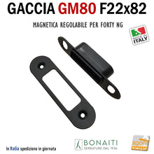 Carica l'immagine nel visualizzatore di Gallery, Riscontro Gaccia Bonaiti GM80 Magnetica Contropiastra per Serrature FORTY NG Regolabile Nera 4GM80000K5 gaccia MATT BLACK