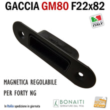 Carica l'immagine nel visualizzatore di Gallery, Riscontro Gaccia Bonaiti GM80 Magnetica Contropiastra per Serrature FORTY NG Regolabile Nera 4GM80000K5