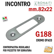 Carica l'immagine nel visualizzatore di Gallery, CONTROPIASTRA REGOLABILE MM 82X22 PER POZZETTO 709 -
BORDO TONDO BONAITI G188 Mostrina frontale 22x82mm argento cromo opaco 4G18800095
