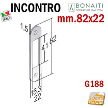 Carica l'immagine nel visualizzatore di Gallery, riscontro incontro
CONTROPIASTRA REGOLABILE MM 82X22 PER POZZETTO 709 -
BORDO TONDO BONAITI G188 Mostrina frontale 22x82mm argento cromo opaco 4G18800095