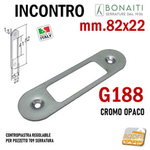 Carica l'immagine nel visualizzatore di Gallery, gaccia per serrature porte
CONTROPIASTRA REGOLABILE MM 82X22 PER POZZETTO 709 -
BORDO TONDO BONAITI G188 Mostrina frontale 22x82mm argento cromo opaco 4G18800095