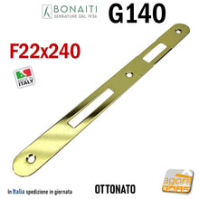 Carica l'immagine nel visualizzatore di Gallery, riscontro per serratua porta interna BONAITI G140 240x22 bordo tondo arrotondata 22x240mm lunghezza 24cm ottone