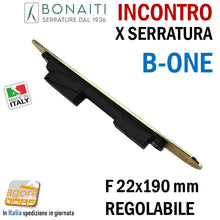 Carica l'immagine nel visualizzatore di Gallery, Riscontro Gaccia G992 Bonaiti 190 x 22 Ottone Lucido Regolabile x Serrature ONE Magnetiche incontro Contropiastra per serratura 4G99200015 Frontale 19cm