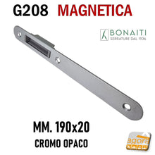 Carica l'immagine nel visualizzatore di Gallery, contropiastra magnetica gaccia riscontro incontro magnetico solo scrocco in alto magnetico Bonaiti ITA cm 2x19 mm 190x20 argentato G208