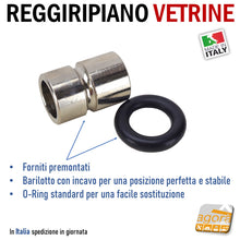 Carica l'immagine nel visualizzatore di Gallery, REGGIRIPIANO (PERNO) PER VETRINE E RIPIANI CON GOMMA DIAM.12X18 REGGIVETRO O-ring OTTONE NICHELATO