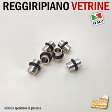 Carica l'immagine nel visualizzatore di Gallery, REGGIRIPIANO (PERNO) PER VETRINE E RIPIANI CON GOMMA DIAM.12X18 REGGIVETRO O-ring OTTONE NICHELATO avvitare sulle spalle del mobile