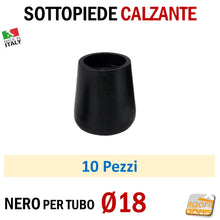 Carica l'immagine nel visualizzatore di Gallery, TAPPO CALZANTE PVC GOMMA NERO PUNTALE PLASTICA SOTTOPIEDE TUBO TONDO TAPPI SEDIE SEDIA TAVOLI BASTONI TUBI TUBETTI DIAMETRO 18mm Ø1.8cm