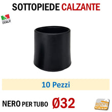 Carica l'immagine nel visualizzatore di Gallery, TAPPO CALZANTE PVC GOMMA NERO PUNTALE PLASTICA SOTTOPIEDE TUBO TONDO TAPPI SEDIE SEDIA TAVOLI BASTONI TUBI TUBETTI DIAMETRO 32mm Ø3.2cm