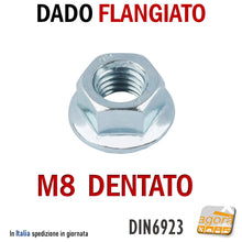 Carica l'immagine nel visualizzatore di Gallery, dadi metrici testa larga dentata bloccaggio zincati M8