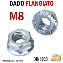 Carica l'immagine nel visualizzatore di Gallery, DADO FLANGIATO DENTATO TESTA LARGA RONDELLA ZIGRINATO ZNB M8 DADI FILETTATI METRICI