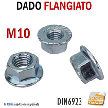 Carica l'immagine nel visualizzatore di Gallery, DADO FLANGIATO DENTATO TESTA LARGA con RONDELLA integrata flangia ZIGRINATO ZNB M10 DADI FILETTATI METRICI DIN6923
