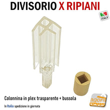 Load image into Gallery viewer, 20Pz COLONNINA PLEX TRASP H6cm ANGOLARE CON BUSSOLA PER ALZATINA RIPIANI NEGOZIO colonnine divisorie