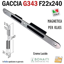 Carica l'immagine nel visualizzatore di Gallery, contropiastra serratura Bonaiti KLASS gaccia magnetica incontro G343 frontale 22x240mm tondo magnetico cromo lucido