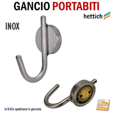 Carica l'immagine nel visualizzatore di Gallery, PORTABITI APPENDINO APPENDIABITI INOX FISSAGGIO A PARETE INVISIBILE D8 X100MM appendiabito fissaggio invisibile senza viti nascosto di design robusto professionale per bar ristoranti negozi in genere ganci per muro pareti per borse vestiti giacche giacca 4023149444128 robusto