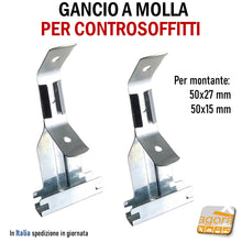Carica l'immagine nel visualizzatore di Gallery, gancio a molla per montante soffitti in cartongesso 49x27 49x15 50x27 50x15