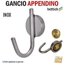 Carica l'immagine nel visualizzatore di Gallery, PORTABITI APPENDINO APPENDIABITI INOX FISSAGGIO A PARETE INVISIBILE D8 X100MM appendiabito fissaggio invisibile senza viti nascosto di design robusto professionale per bar ristoranti negozi in genere ganci per muro pareti per borse vestiti giacche giacca 4023149444128 totalmente in acciaio inox