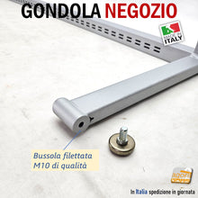 Load image into Gallery viewer, GONDOLA APPENDIABITI ARREDO NEGOZIO ABBIGLIAMENTO PORTABITI STENDER ATTREZZABILE GF ruote opzionali