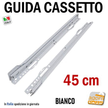 Carica l'immagine nel visualizzatore di Gallery, Salice guida cassetto estrazione semplice 208 bianca cm 45 450mm guide a rulli semplice in metallo
