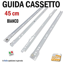 Carica l'immagine nel visualizzatore di Gallery, Guida per cassettoi a Rulli per binari scorrevoli per armadi, guide scorrevoli per cassetti, guide laterali per comodini, colore bianco 45cm 450mm guide cassetto guida a rotelle salice 208