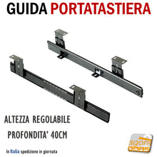 Carica l'immagine nel visualizzatore di Gallery, guida da avvitare sotto al piano scrivania ufficio magazzino casa per creare un piano estraibile sottopiano portatastiera pc regolabile in altezza profondità 40cm con blocco in uscita acciaio professionale cuscinetti a sfera