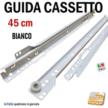 Carica l'immagine nel visualizzatore di Gallery, Guida per cassetto Rulli per binari scorrevoli per armadi, guide scorrevoli per cassetti, guide laterali per comodini, colore bianco 45cm 450mm guide cassetto guida a rotelle salice 208