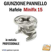 Carica l'immagine nel visualizzatore di Gallery, Giunzione eccentrica eccentrico Minifix D15 Hafele per pannelli spessore 19mm foro 15 nichel 262.26.135