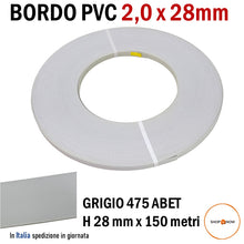 Carica l'immagine nel visualizzatore di Gallery, BORDO PVC SPESSORE 2,0 MM x ALTEZZA 28 MM IN ROTOLO ADATTO PER BORDATRICI LEGNO