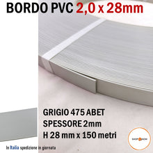 Carica l'immagine nel visualizzatore di Gallery, BORDO PVC SPESSORE 2,0 MM x ALTEZZA 28 MM IN ROTOLO ADATTO PER BORDATRICI LEGNO
