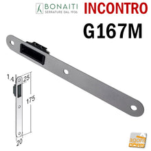 Carica l'immagine nel visualizzatore di Gallery, CONTROPIASTRA RISCONTRO
INCONTRO GACCIA BONAITI Modello G167M PER SERRATURE BONAITI MAGNETICHE FRANCE F80 F85 MAGNETICO CAVA ALTA frontale mm 175 x 20