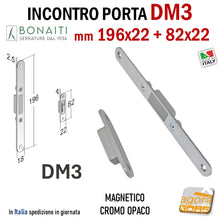 Carica l'immagine nel visualizzatore di Gallery, serratura magnetica Bonaiti DM3 5GDM300095 frontale 196x18mm riscontro 82x22 mm porta chiusura senza serratura mm 18 x 196