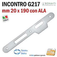 Carica l'immagine nel visualizzatore di Gallery, Riscontro Gaccia Bonaiti 190x20 G217 con ALA cromo opaco x Serrature 2001 Meccaniche Contropiastra 4G21700095 door latch incontri riscontri contropiastre originali per 2001 240 241