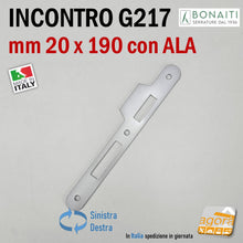 Carica l'immagine nel visualizzatore di Gallery, Riscontro Gaccia Bonaiti 190x20 G217 con ALA cromo opaco x Serrature 2001 Meccaniche Contropiastra 4G21700095 door latch