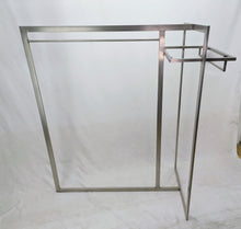 Carica l'immagine nel visualizzatore di Gallery, GONDOLA STENDER INOX CENTRALE MOBILE X ESPOSIZIONE VESTITI NEGOZIO CON BARRA per abiti capi appesi