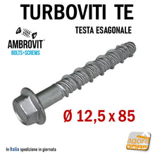 Carica l'immagine nel visualizzatore di Gallery, viti calcestruzzo CLS cemento armato turboviti tassello diretto Grosse DIametro 12,5cm x 85mm Ambrovit Testa esagonale 07070 vite muratura
