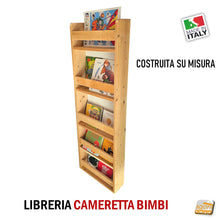 Carica l'immagine nel visualizzatore di Gallery, LIBRERIA A PARETE SU MISURA PORTA LIBRI BAMBINI IN LEGNO libri educativi per bambino dai 2 anni 1 anno 3 anni libro illustrato libreria sospesa angoli arrotondati