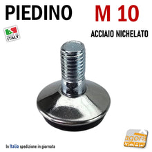 Carica l'immagine nel visualizzatore di Gallery, Piedino filettato metrico M10 corto conico acciaio nichelato lucido cromato bello design robusto rotondo diametro 32mm H31mm piede piedi piedini metallo