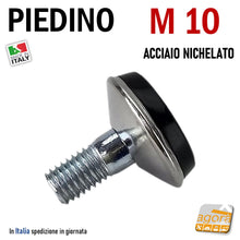 Carica l'immagine nel visualizzatore di Gallery, Piedino filettato metrico M10 corto conico acciaio nichelato lucido cromato bello design robusto rotondo diametro 32mm H31mm piede piedi piedini metallo cromo