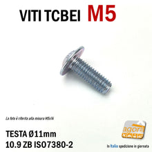Carica l'immagine nel visualizzatore di Gallery, VITE TCBEI FL M 5x20 mm ZINCATO BIANCO TESTA CILINDRICA BOMBATA BRUGOLA MA5 VITI viteria filetto metrico M 5 mm testa larga flangiata brugola ISO 7380-2